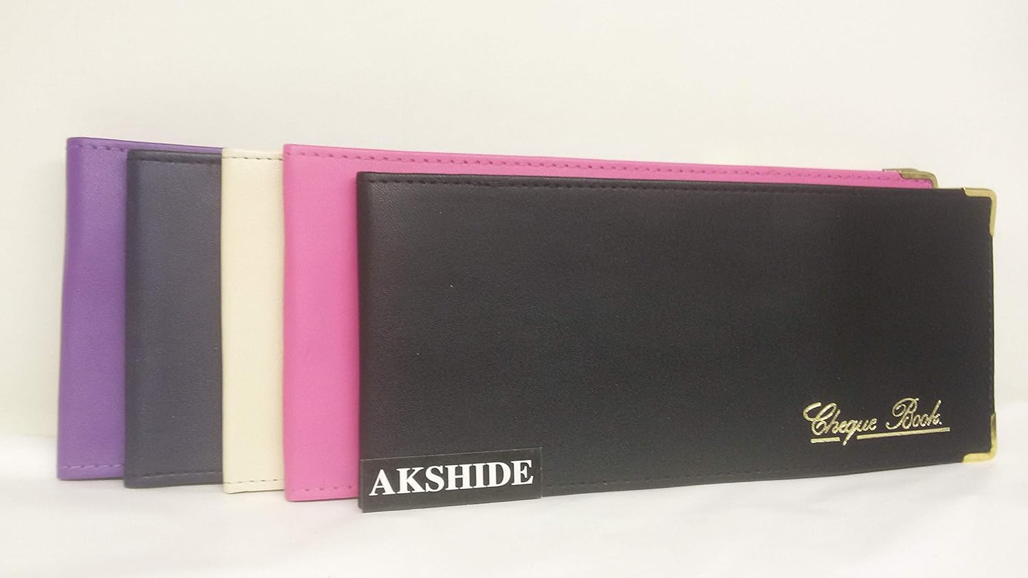AKSHIDE Beige Folding Leather StyleCheque Book Holder/Leather Style