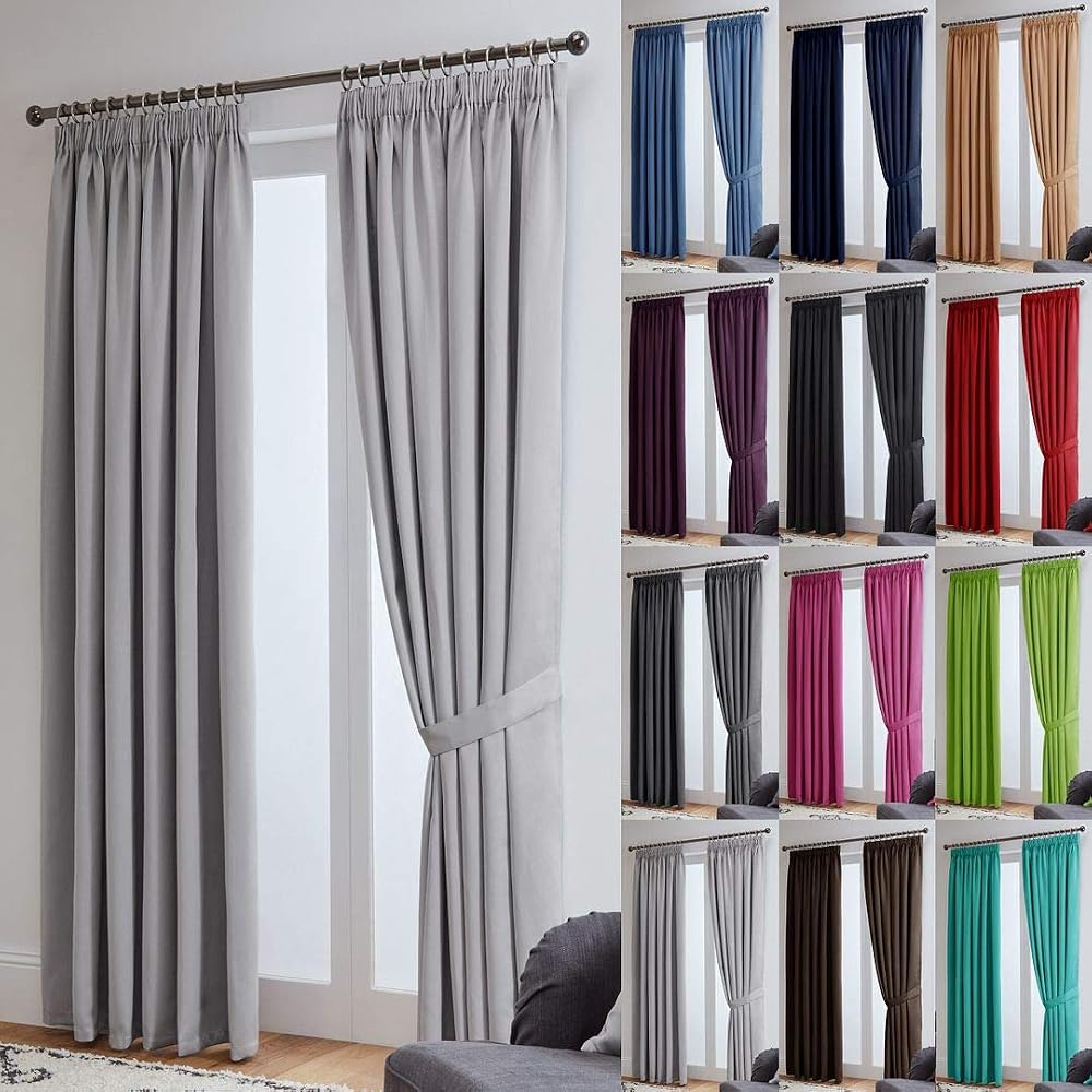 John Aird Blackout Curtains Pencil Pleat with Tie Backs Silver 46 x 54 in