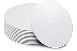 BEKOETOZ 12 Pack White Cake Boards 10 Inch Round Cake Drum Base 1/4 Inch Thick Sturdy Cardboard Circle Plate Bases Para Pastel for Wedding