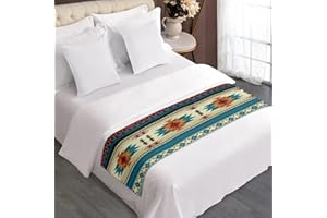 ZFRXIGN Western Aztec Bed Runners for Queen Size Bed Native American Bedding Set Bed Scarf Long Table Runners Bedspread Protection Cover Blanket Rug Turquoise Indian Navajo