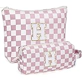 Narwey Birthday Gifts for Kids Tween Women, Personalized Makeup Bag, Pink Monagram Cosmetic Bag Travel Toiletry Bags, Teen Girls Gifts Trendy Stuff 8 10 11 12 14 16 18 Years Old (H)