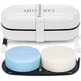 Shampoo Bar Holder and Soap Case | Leakproof Travel Container with Lid & Drain Tray | Includes Silicone Strap and Mesh Soap B