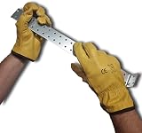 LLB Premium Fleece Lined Yellow Leather Winter Thermal Gloves Large 9 view 7
