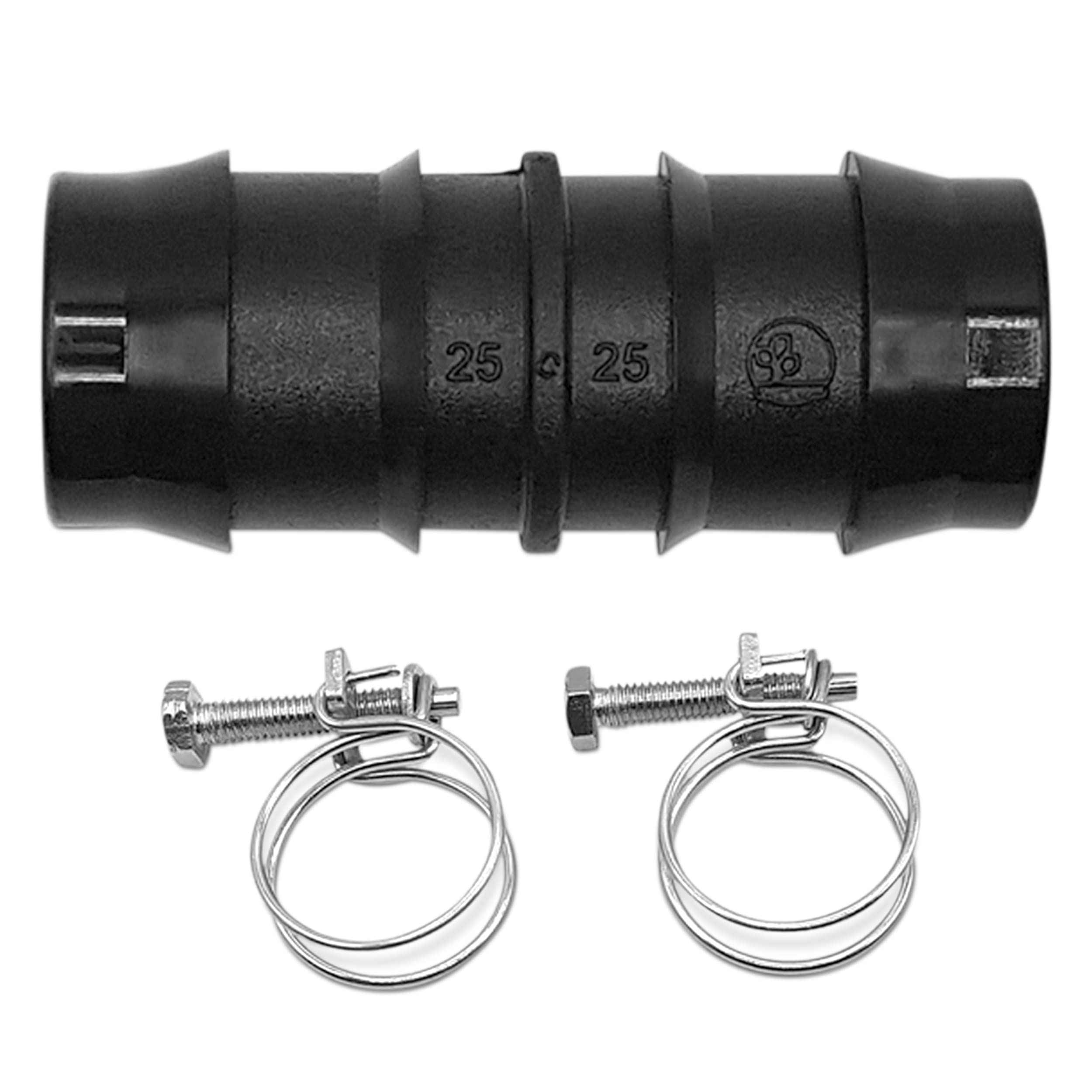 MYPURECORE YOU AT THE CORE Hose Pipe Connector Set – 25mm Pond 2 Wire Clips Joiner Adjustable Clamps Screw Fitting Standard 25-29mm Diameter Size. by MYPURECORE, Black