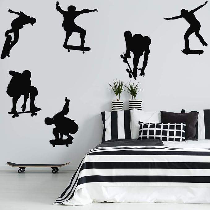 6 Pieces Playing Skateboards Sports Wall Decal Skateboard