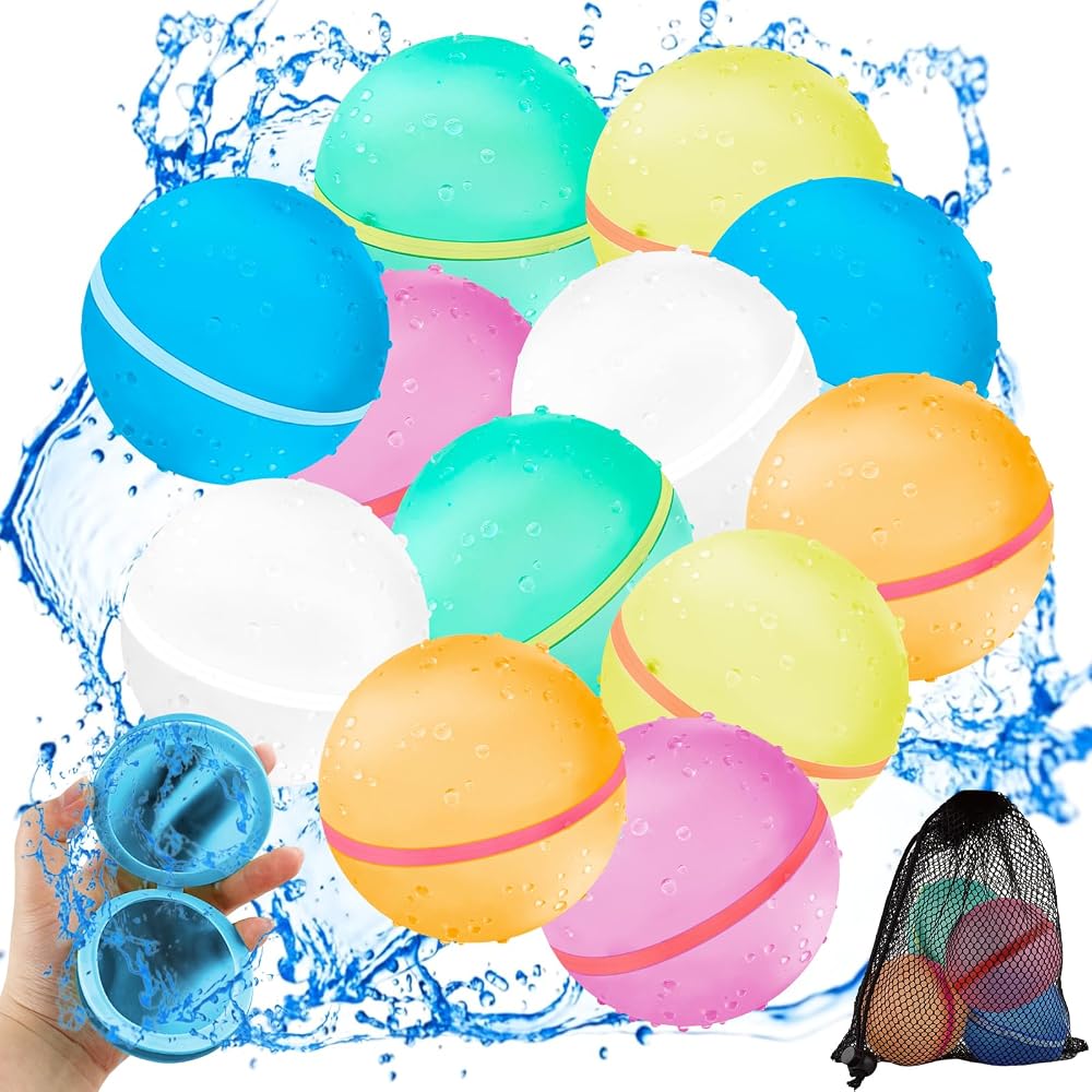 CNMTCCO 12PCS Reusable Water Balloons Magnetic Self-Sealing Silicone