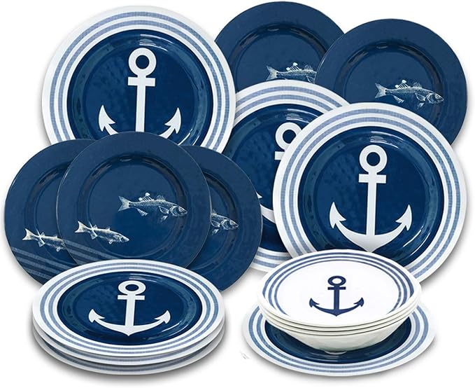 Set Of 12 Dinnerware Set (melamine dinnerware nautical