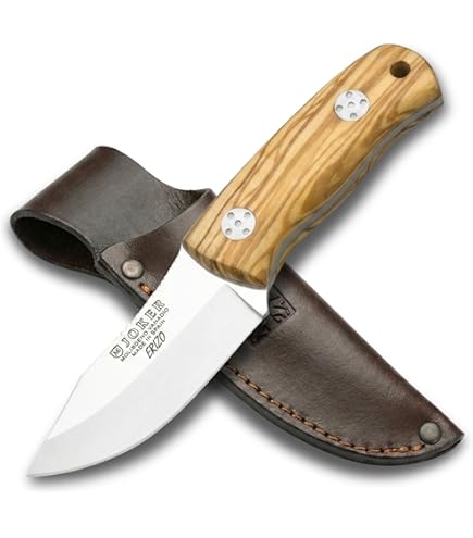 Bushcraft Knife Joker Ember F CN123, Walnut Wood Handle, Leather