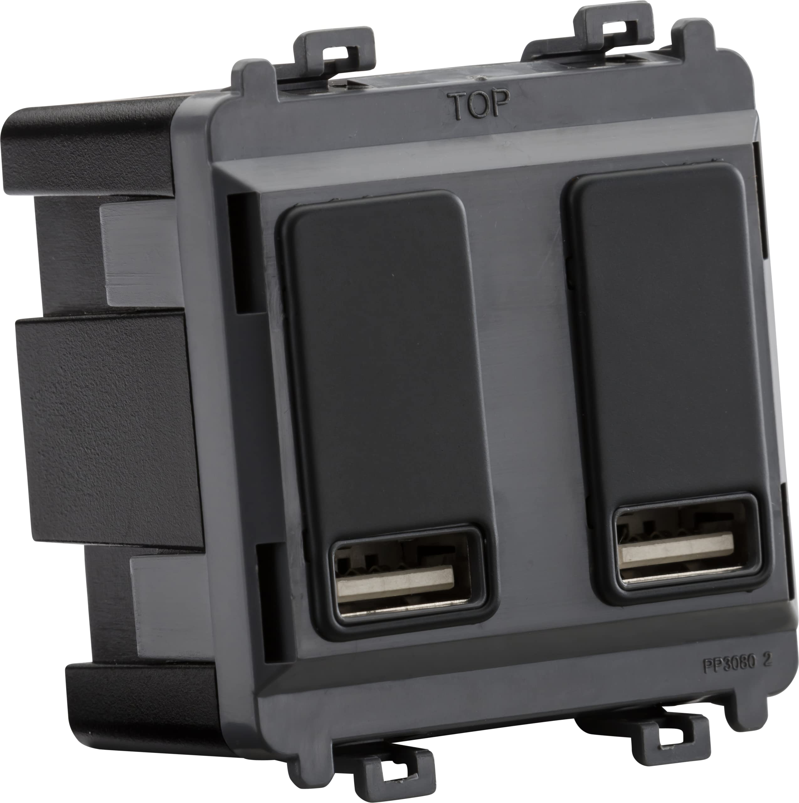 Dual USB Charger Module (2 x Grid Positions) 5V 2.4A (Shared) - Anthracite