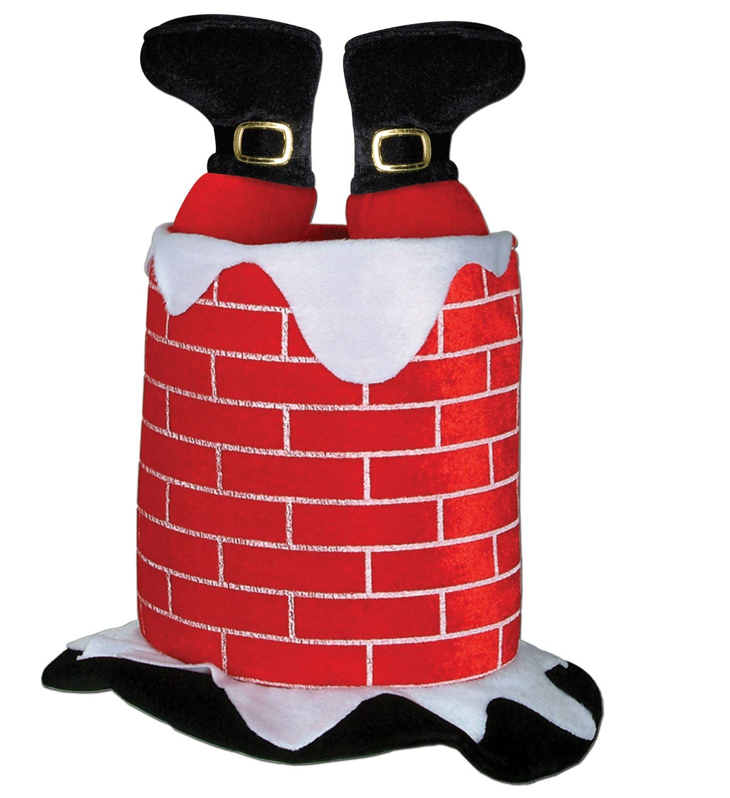 SHATCHI Christmas Novelty Unisex Turkey/Shark/Horse Reindeer Style Plush Fancy Dress Party Kids Adults Costume Headwear Accessories, Santa Stuck in The Chimney Hat, One Size