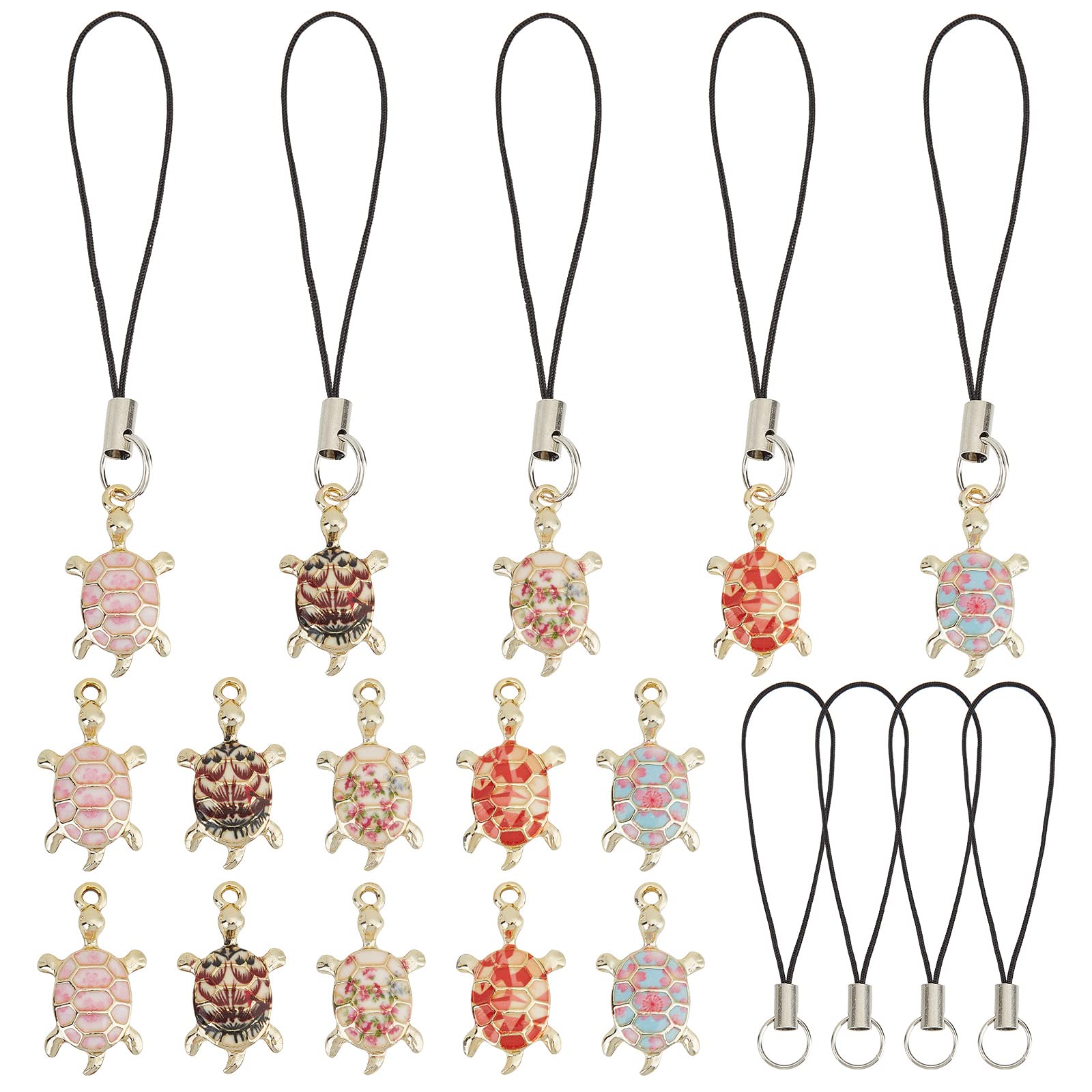 SUNNYCLUE 1 Box 40pcs 5 Color Phone Charms Strap Kawaii Cellphone Charm Tortoise Sea Summer Hawaii Ocean Phone Charm for Women Adults DIY Wallet Keychain Moblie Phone Case Camera Bag Decoration