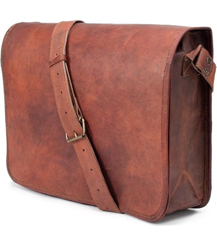 Amazon.com: VC VINTAGE COUTURE 18 inch Leather Full Flap Messenger