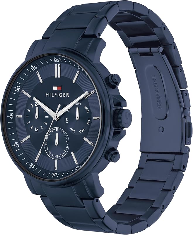 Multi Zifferblatt Quarz Uhr für Herren mit Blaues Edelstahlarmband - 1710705 — Foto 2 von 6