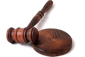 HeraCraft Wooden Gavel and Sound Block Set, Handcrafted with Gloss Finish, Judge and Lawyer Auction Hammer (11")