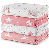 4 Pack Baby Girl Muslin Swaddle Blankets 70% Bamboo 30% Cotton Pink Breathable Receiving Blankets Soft and Large 47 x 47 Inches Newborn Essentials Gift for Baby Shower (Pink)