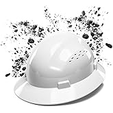 COOLJOB Full Brim Hard Hat, OSHA Construction Work Approved, HDPE Safety Helmet with 4 Point Adjustable Ratchet Suspension, Class E, G & C