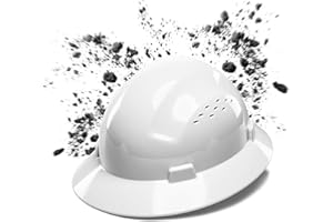 COOLJOB Full Brim Hard Hat, OSHA Construction Work Approved, HDPE Safety Helmet with 4 Point Adjustable Ratchet Suspension, Class E, G & C