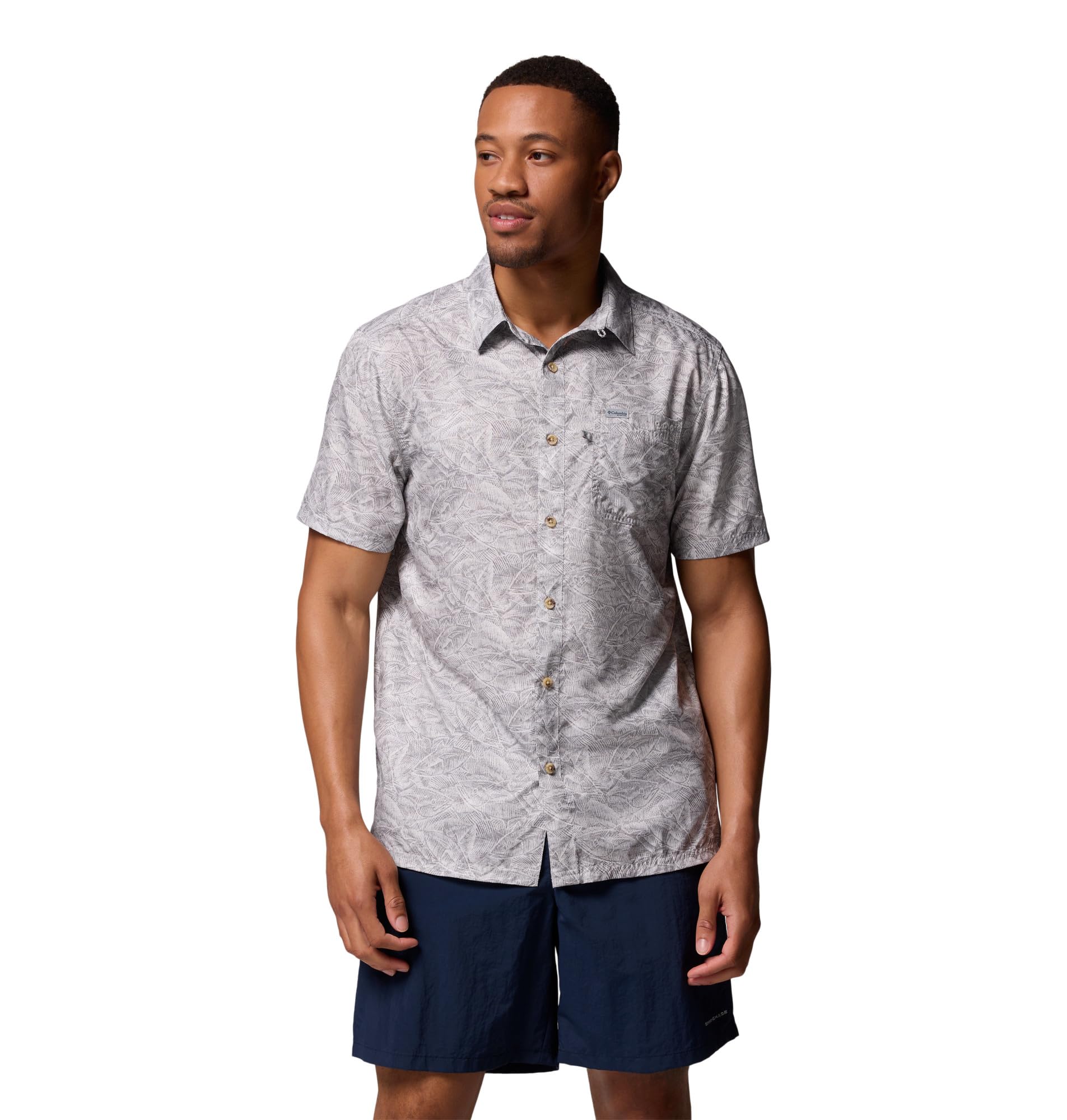 Columbia Mens PFG Super Slack Tide Camp Shirt, Cool Grey Tunny, Large Tall Image