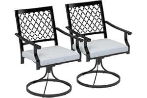 Outsunny Swivel Patio Chairs Set of 2, Metal Swivel Rocker Chairs with Cushion and Armrests, Outdoor Swivel Chairs for Backya