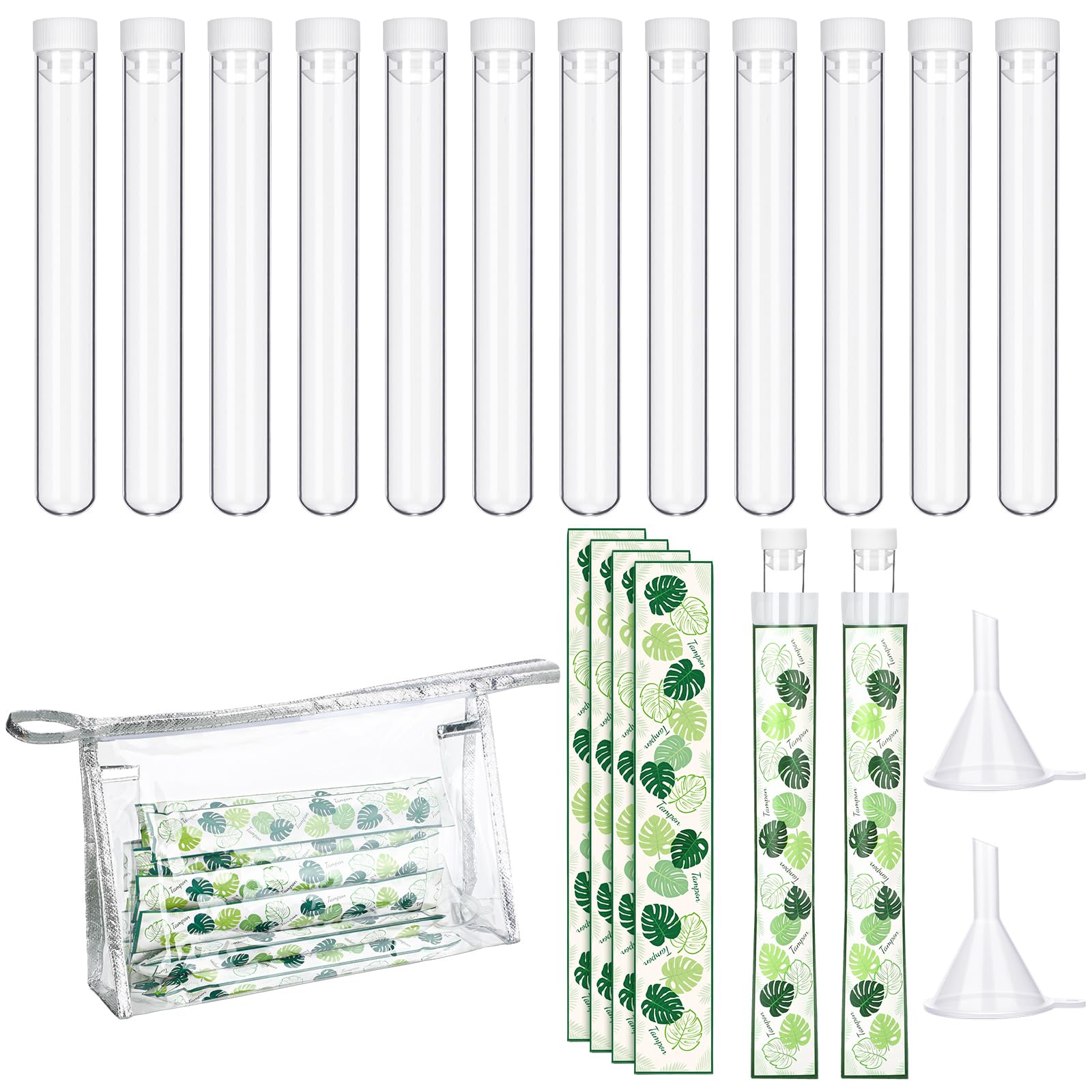 Photo 1 of FoldTier 39 Pcs Tampon Set Includes 12 Reusable Plastic Tube for Women Tube Containers Tampon 24 Self Adhesive Wrappers 1 PVC Clear Case 2 Hopper?s for Cruise Event(Vivid Style)