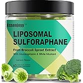 ESSENJOYY Liposomal Sulforaphane Supplement Gummies 150mg - Organic Broccoli Sprout Extract Supplement with Glucoraphanin, White Mustard for Antioxidant, Detox - Sugar Free, Lemon Flavored,60 Counts