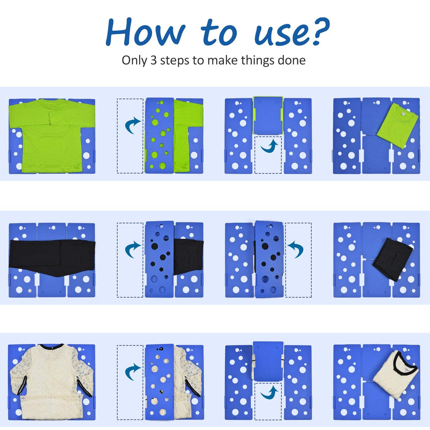Boxlegend Clothes/T Shirt Folder Blue Plastic 4 mm Thickness Shirt Folding Board Easy and Fast Laundry Folder flipfold Rack