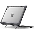 ProCase for MacBook Pro 13 Inch 2023 M2, 2022 2020 M1 A2338/ A2289/ A2251, Heavy Duty Hard Shell Case with Dual Layer Protective Cover and Kickstand for MacBook Pro 13-inch -Black