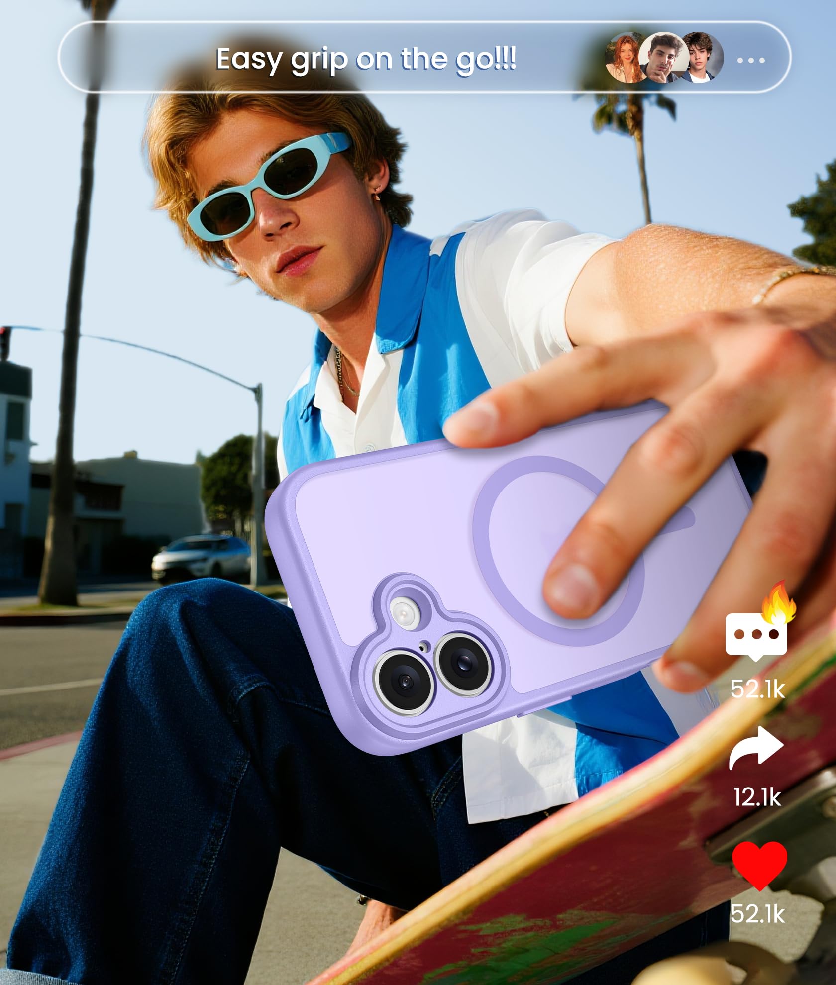 FNTCASE for iPhone 17 Phone Case: Magnetic Translucent Matte [Full Covered Camera Protection] [Screen Protector] Military Grade Shockproof Slim Cover Drop Proof Protective Cases - Light Purple