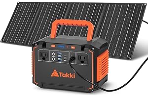 Takki 300W Solar Generator with 40W Solar Panel 240Wh Camping Portable Power Station Bank with 110V AC Outlet for Camping Eme