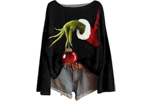 ZXCTKA Women Ugly Christmas Sweater Funny Pattern Cute Xmas Holiday Knit Sweaters Oversized Crewneck Pullover Tops