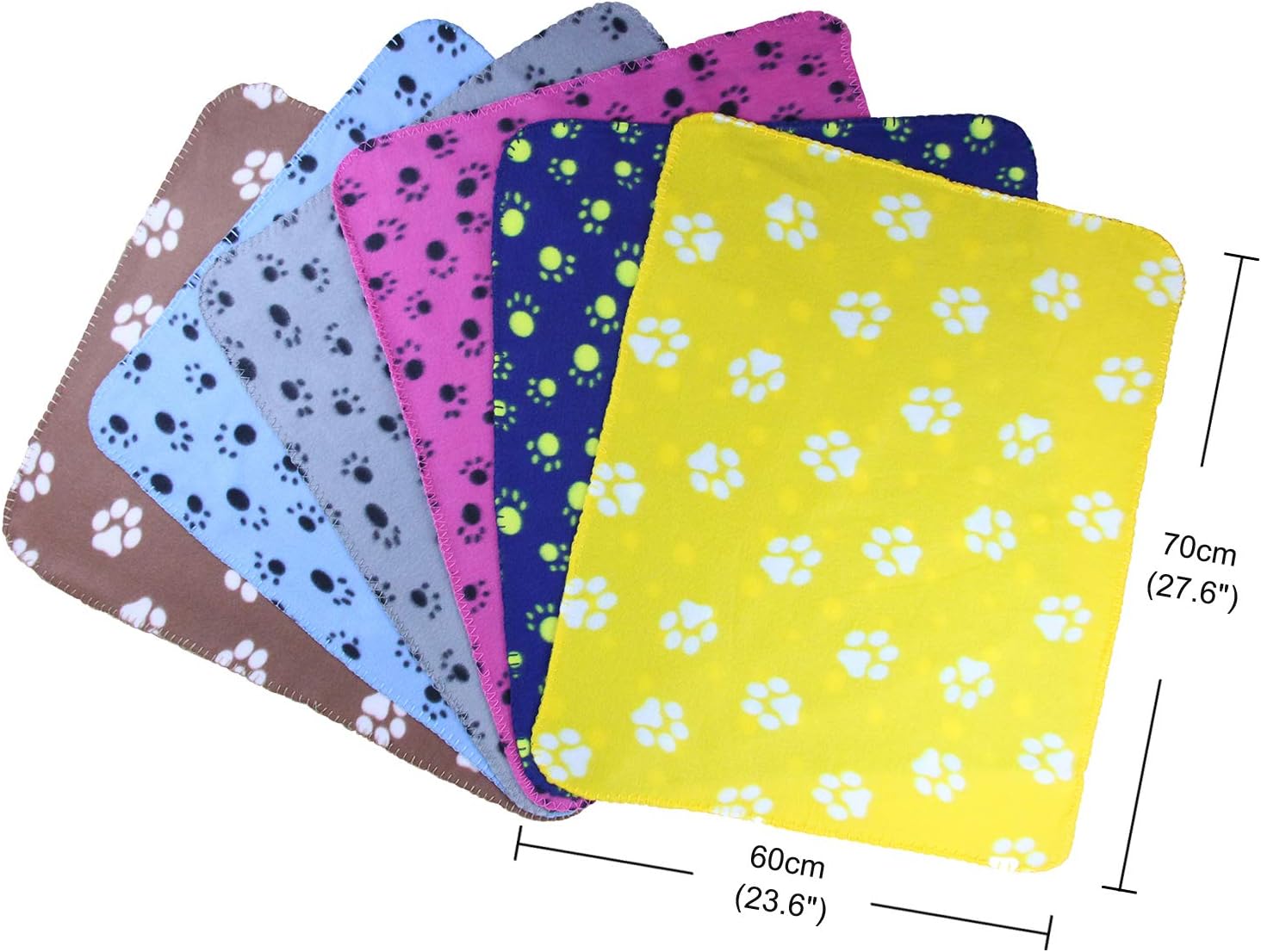 AK KYC 6 Pack Mixed Puppy Blanket Cushion Dog Cat Fleece Blankets Pet Sleep Mat Pad Bed Cover with Paw Print Kitten Soft Warm Blanket for Animals, A : Pet Supplies