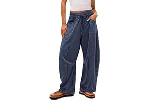 Yanekop Womens Baggy Wide Leg Pants Casual Fall Trousers Palazzo Pants Drawstring Waist Barrel Sweatpants with Pockets