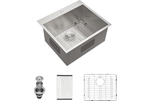 Mocoloo 25 Inch Drop In Laundry Sink - 25 x 22 x 12 Inch Laundry Room Sink Topmount Kitchen Sinks Deep Stainless Steel 16 Gauge Square Single Bowl Utility Sinks Handmade