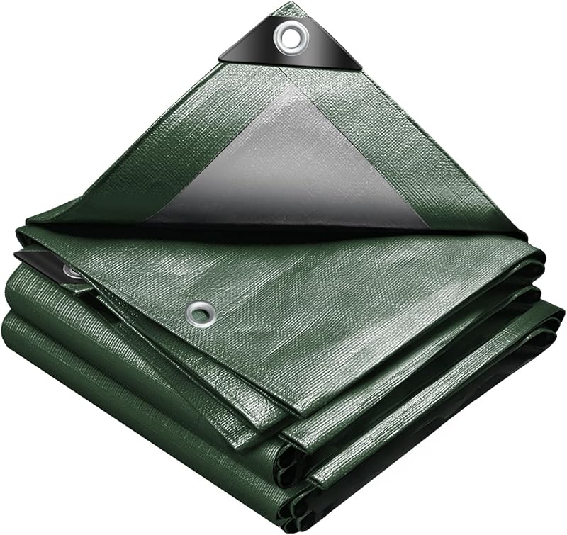 VOUNOT 1.5x6m Waterproof Tarpaulin 240 g/m² Ultra Heavy Duty Green