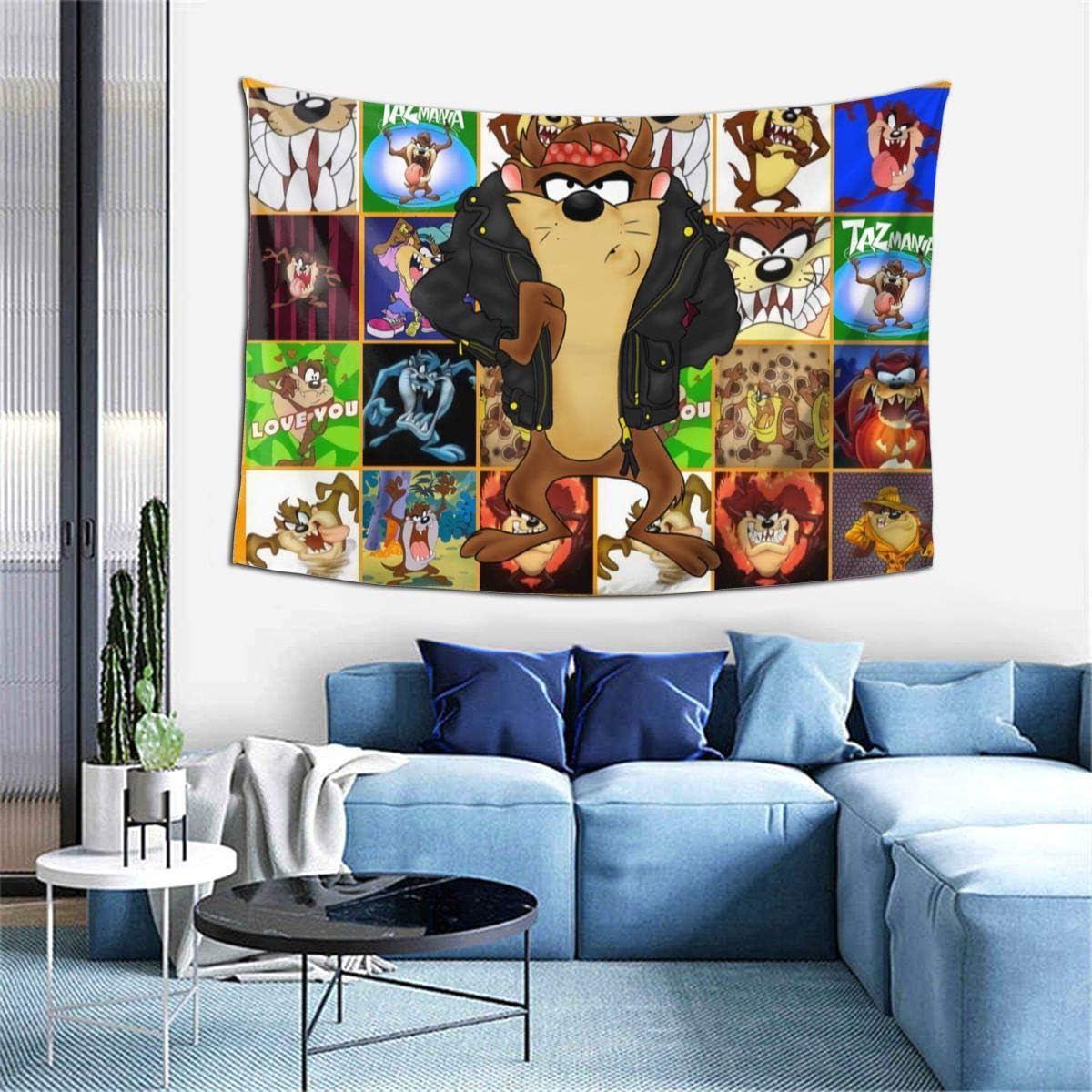 Bestrgi Tapestry Art Wall Hangings 3D Printing Decoration Looney Tunes Tasmanian Devil Taz Wall Art Blanket Living Room Comfort Throw Home Decor for Dorm Bedroom Home Decor 60x40 Inches
