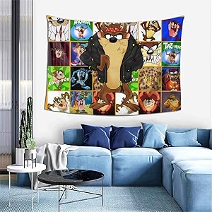Bestrgi Tapestry Art Wall Hangings 3D Printing Decoration Looney Tunes Tasmanian Devil Taz Wall Art Blanket Living Room Comfort Throw Home Decor for Dorm Bedroom Home Decor 60x40 Inches