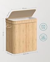 SONGMICS Laundry Hamper with Lid 100 L Bamboo Basket Removable Liner view 7