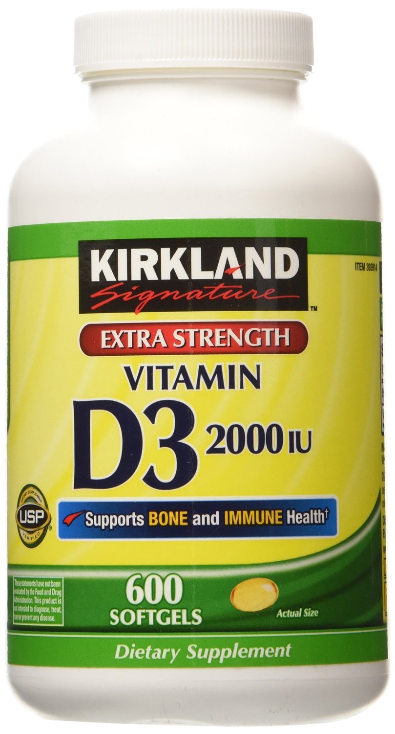 Vitamin D 2000 Kirkland Signature Extra Strength D3 50mcg Softgels 600 Count 2000IU EXP 1/2027 - Online Marketplace Vitamin D3 1000 IU
