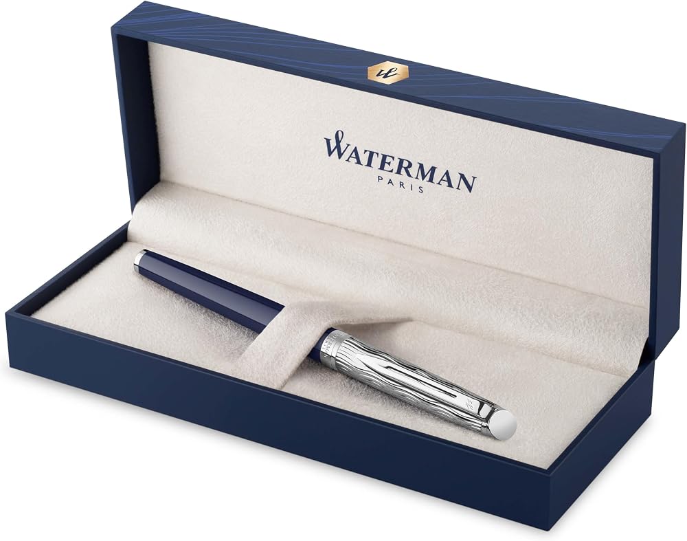 Waterman Hémisphère Fountain Pen Metal Blue Lacquer Chiselled Cap Nib Medium