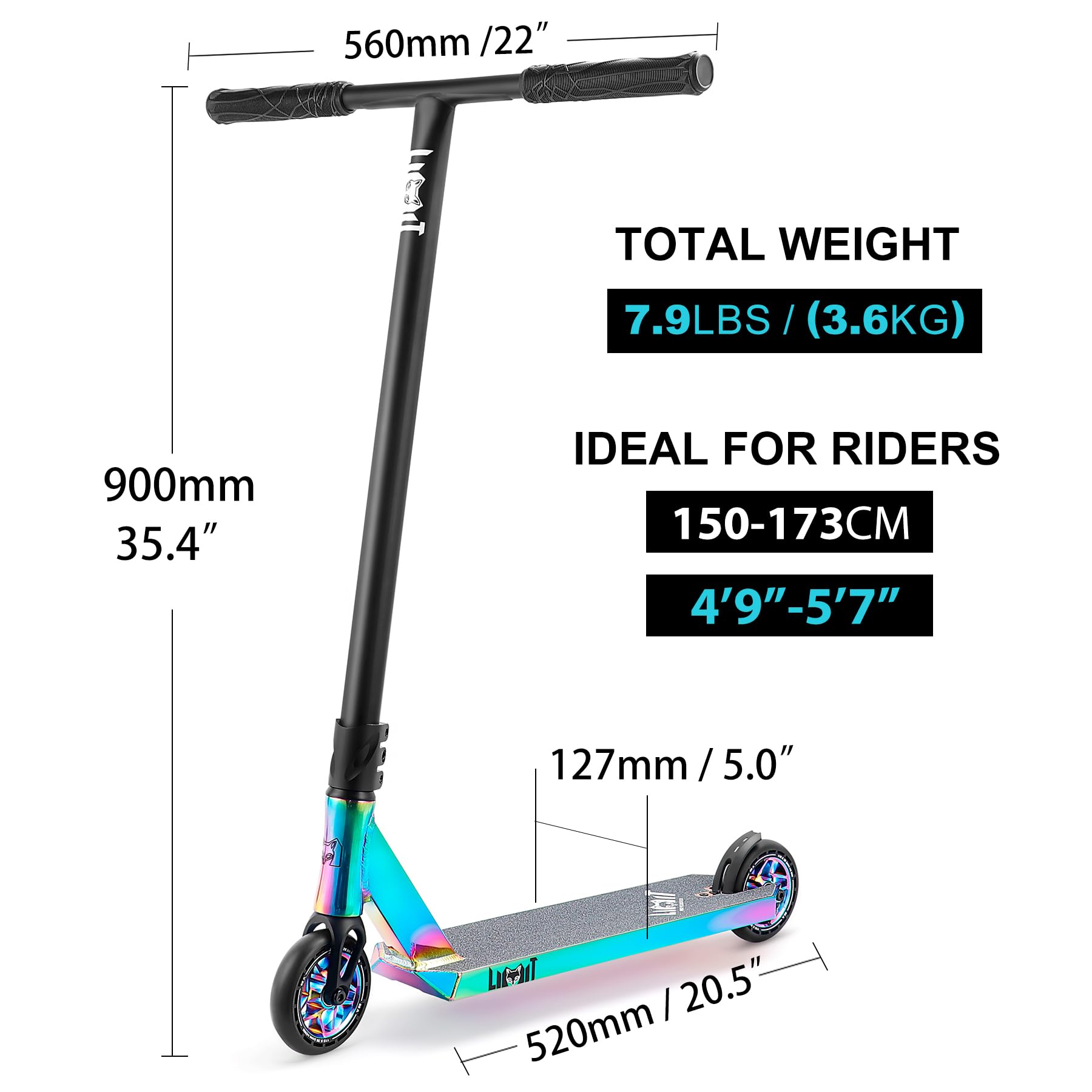 Limit LMT01-V2 Professional Scooter-Trick Scooter-Intermediate and Professional Stunt Scooter Suitable for Children, Teenagers and Adults 8 Years Old and Above-Durable