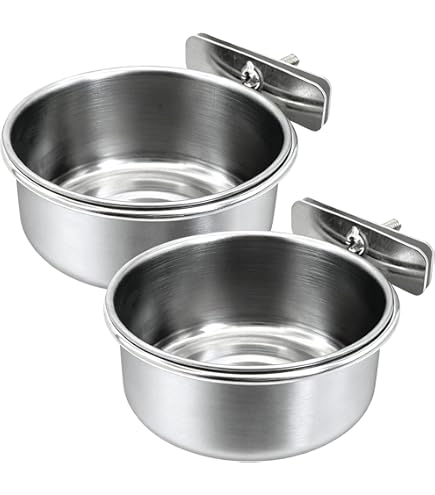 Amazon.com: 不鏽鋼鳥杯附鐵線[2 件組] 尺寸:30 盎司: 寵物用品