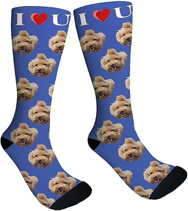 Amazon Com Custom Printed High Crew Socks Custom Socks With Dog Picture Custom Pet Socks Clothing