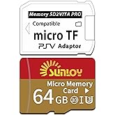 SD2Vita 6.0 PS Vita Memory Card Adapter with 64GB Micro SD Card, High Speed microSDHC UHS-I Flash Memory Card with PSV Micro SD Card Adapter for PSV 1000/2000 PSTV FW 3.60 HENkaku Enso System