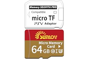 SD2Vita 6.0 PS Vita Memory Card Adapter with 64GB Micro SD Card, High Speed microSDXC UHS-I Flash Memory Card with PSV Micro 