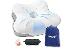 SAHEYER Outdoor Camping Pillow, Memory Foam Pillow for Travel, Small Camping Essentials for Sleeping, Cooling Neck Support Pi