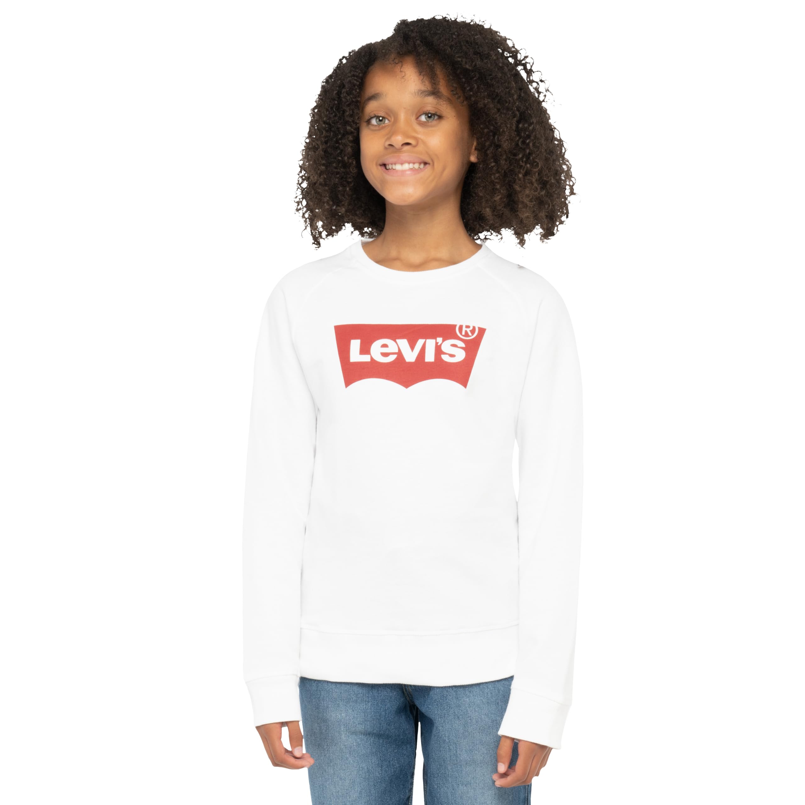 Levi's Kids Key Item Logo Crew Girls, White, 16 Years