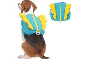 OUOBOB Dog Backpack for Medium Dogs, Backpack for Dogs Pet Backpacks Harness with Pockets for Hiking Walking Training Running, French Bulldog, Boston Terrier (Blue, L)