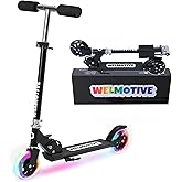Kick Scooter for 3+Years Old Boys & Girls Lightweight, Foldable, Aluminum Frame, and Adjustable Handlebars, Rear Brake, and Flashing Light up Wheels