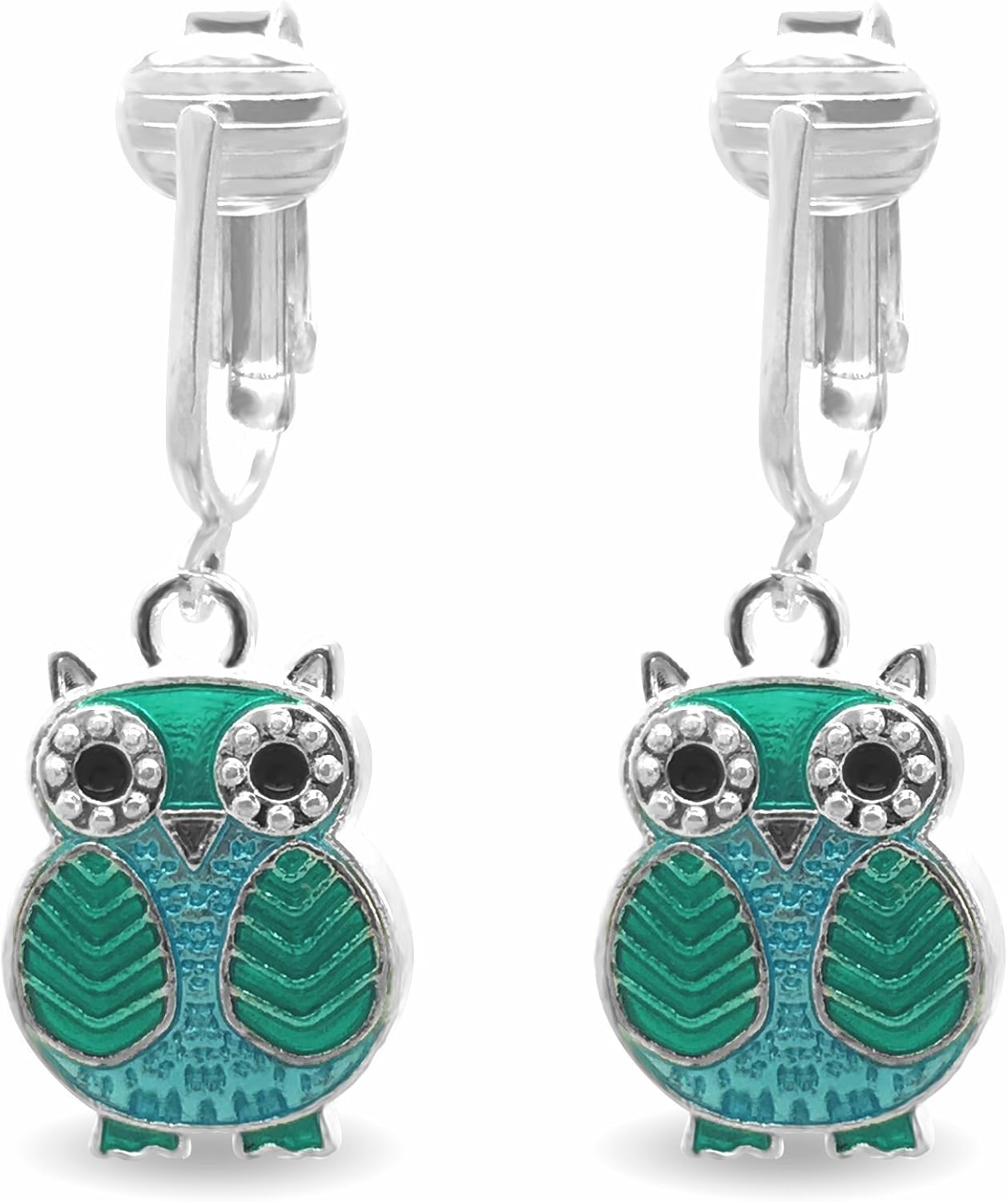 Aloha Earrings Sparkle Fun Owl Clip On Earrings for Women-Glitter Sparkling Cute Birthday Gift Non-pierced Ear