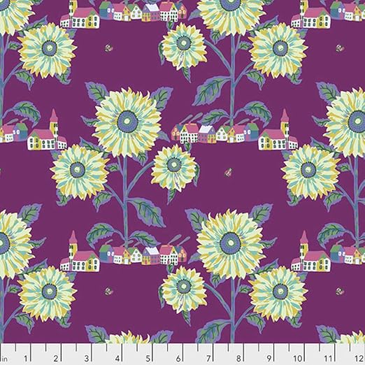 Amazon Com Nathalie Lete Pwnl003 Souvenir Sunny Village Aubergine Fabric By The Yard